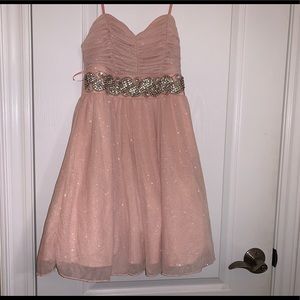 Pink Sparkly Strapless Dress